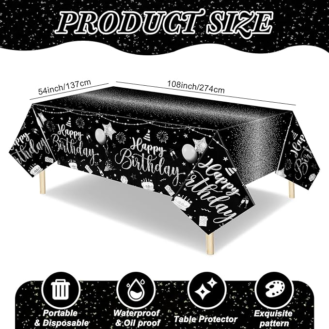 Tudomro 1 Pcs Happy Birthday Tablecloths Happy Birthday Party