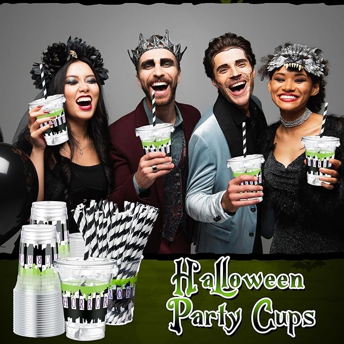 50 Pcs Halloween Black and White Juice Classic Horror Party Plastic