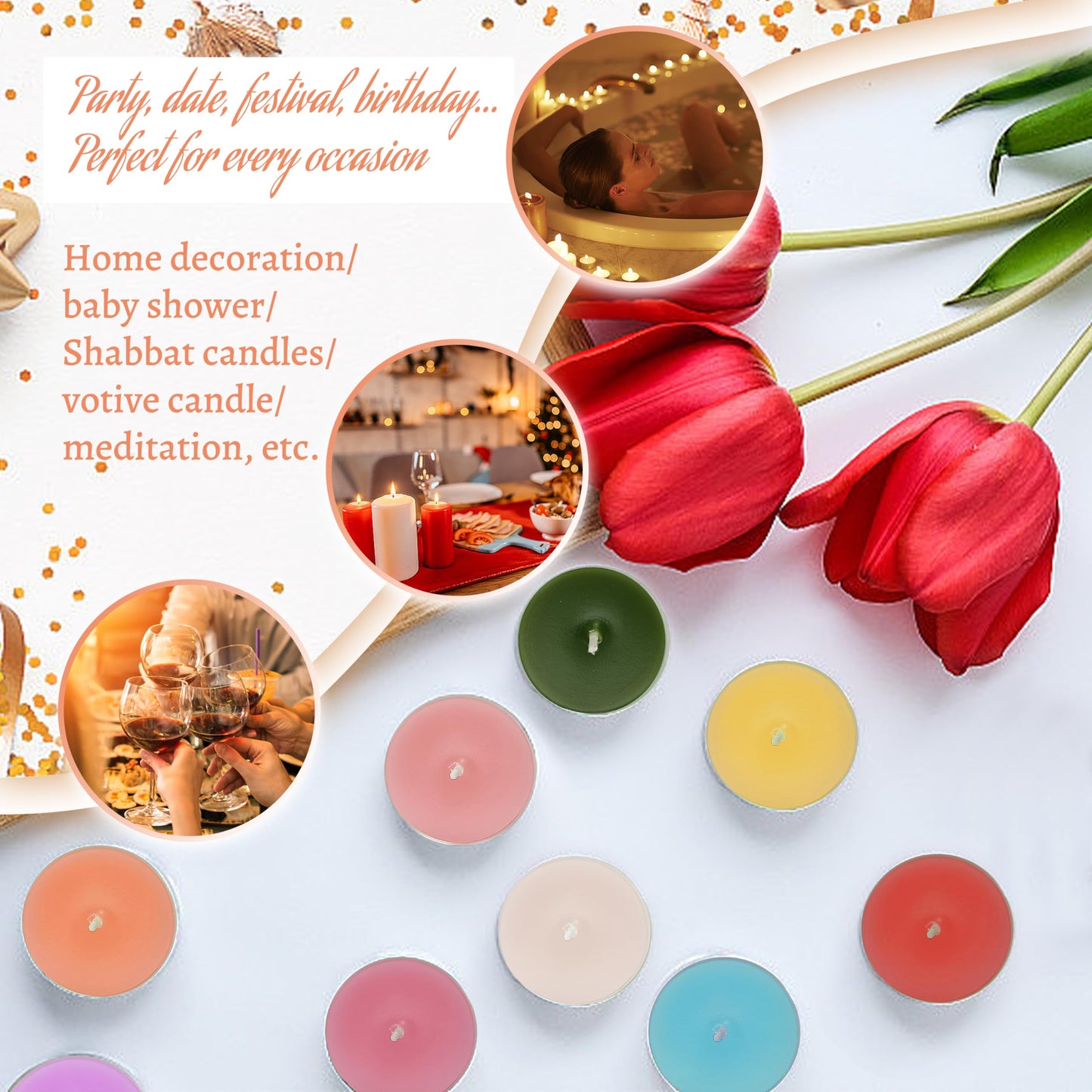 Citrus Scented Tealight Candles, Orange Scent Tea Lights Candles Clear