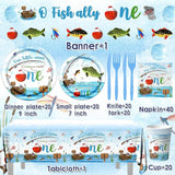 Ofishally One Birthday Decorations 142Pcs Gone Fishing 1st Birthday