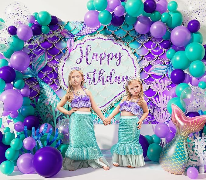 Mermaid Birthday Decorations 242 PCS Girs Party Supplies &