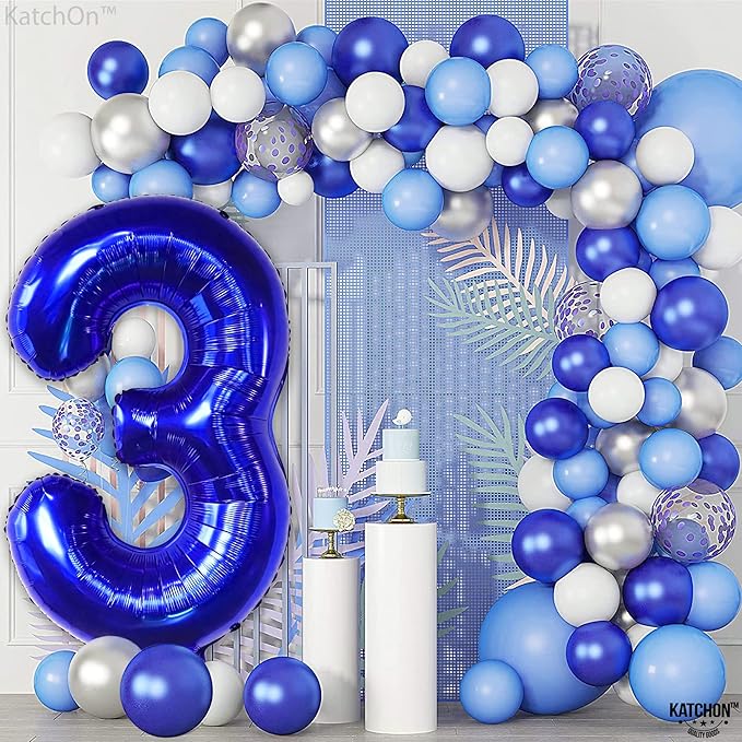 KatchOn, Giant Royal Blue Number 3 Balloon - 40 Inch | Navy Blue 3