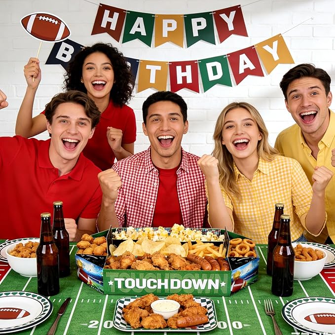 Football Party Supplies Kit 3 Pcs Large Football Paper Food Plates
