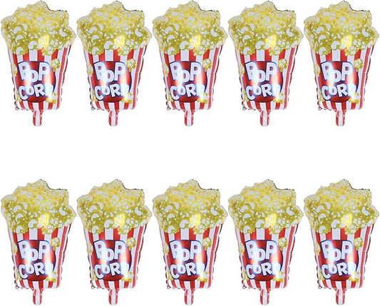 Popcorn Party Balloons 10pcs Reusable Aluminum Foil Movie Theme
