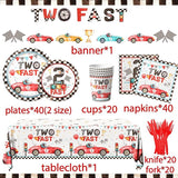 Two Fast Birthday Party Supplies 142pcs Race Car 2nd Birthday