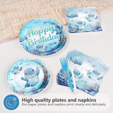 96Pcs Manatee Birthday Decorations Blue Under the Sea Plates and