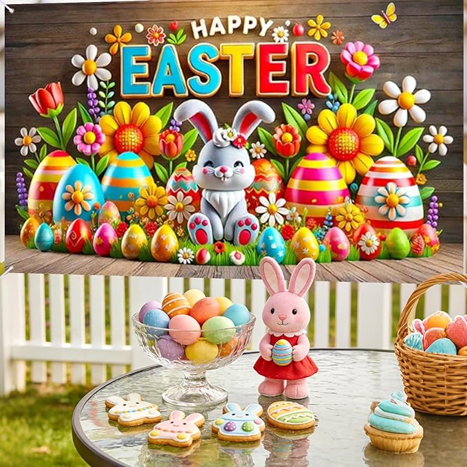 Easter Banner Polyester 43x70.86 Inches Banner Easter for Outdoor