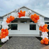 YMSZ Orange Balloons Arch Kit, 134pcs Orange and White Balloons for