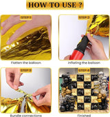 XtraLarge Black and Gold Balloon Wall Backdrop 22 Inch Pack of 25
