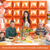 Orange Square Foil Balloons 25 Pcs Metallic Orange Balloons Wall