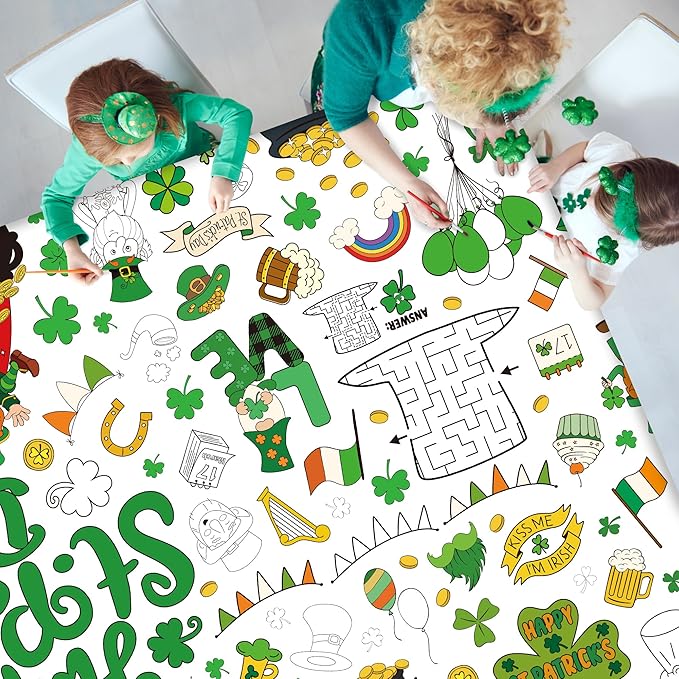 QZYL 54" x 108" Coloring St Patricks Day Crafts, Giant Coloring Table