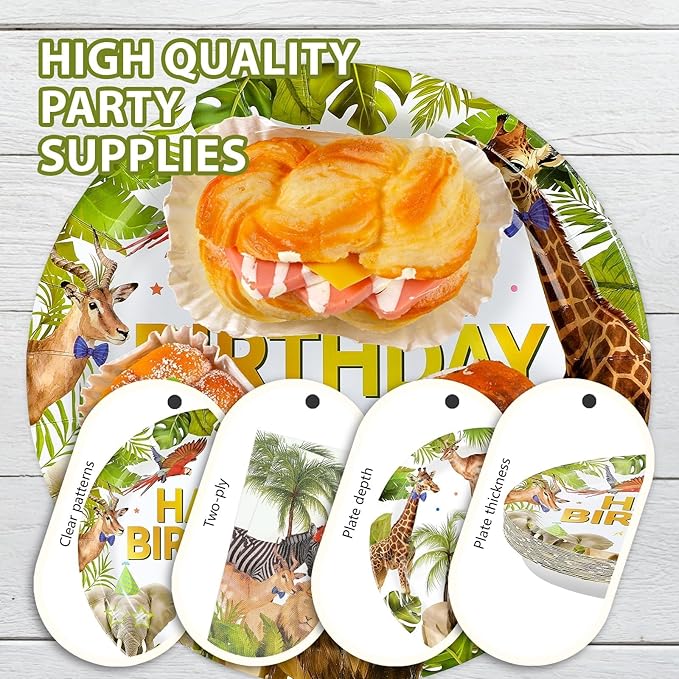 96Pcs African Safari Birthday Party Decorations Supplies Jungle