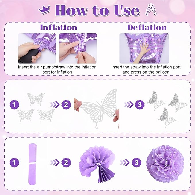 Ouddy Life Purple Birthday Party Decorations for Women Girls,