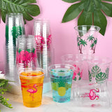 50 PCS Hawaiian Luau Cups 12 oz Plastic Tropical Cups Hawaii Party
