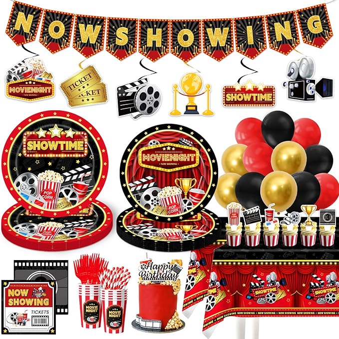 Movie Night Supplies 160PCS Movie Themed Party Decorations with Now