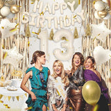 13th Birthday Decorations for Girls, White and Gold 13 Boho Birthday