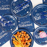 96Pcs Blue Retirement Plates and Napkins Blue Silver Retirement