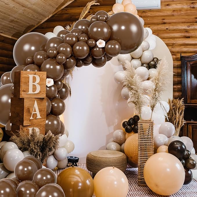 104pcs Dark Brown Balloons - 18/12/10/5 Inch Coffee Brown Neutral