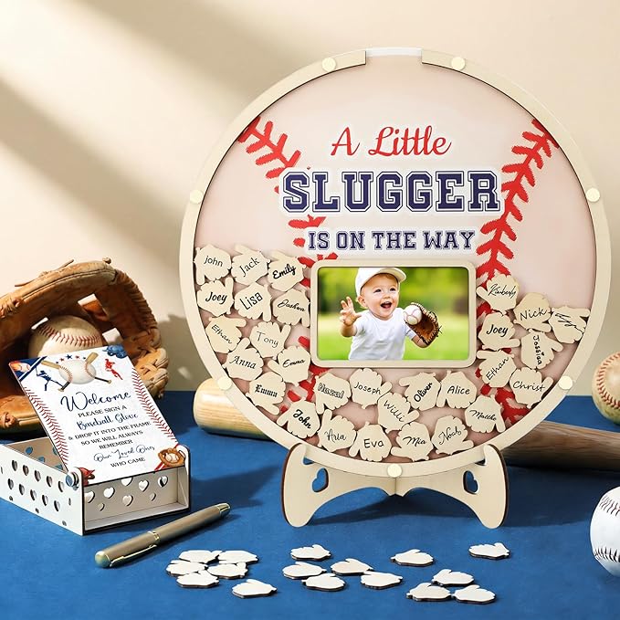 63 Pcs Baseball Baby Shower Guest Book Alternatives Set Baby Shower