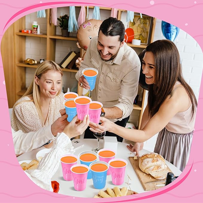 30 Pcs Gender Reveal Plastic Blue Pink Cups Gender Reveal Cups