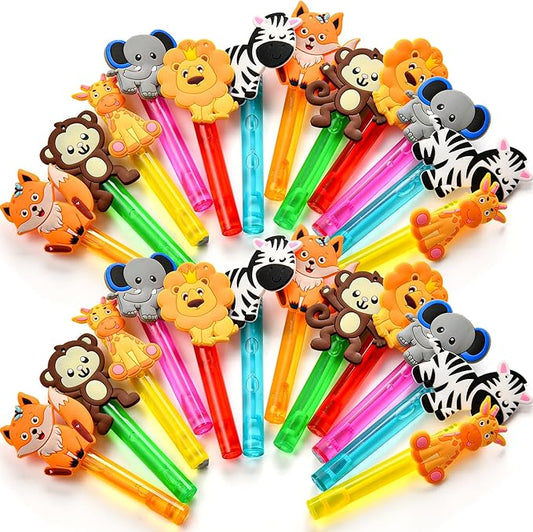 Safari Party Favors 24Pcs Jungle Animals Mini Bubble Wands for Kids