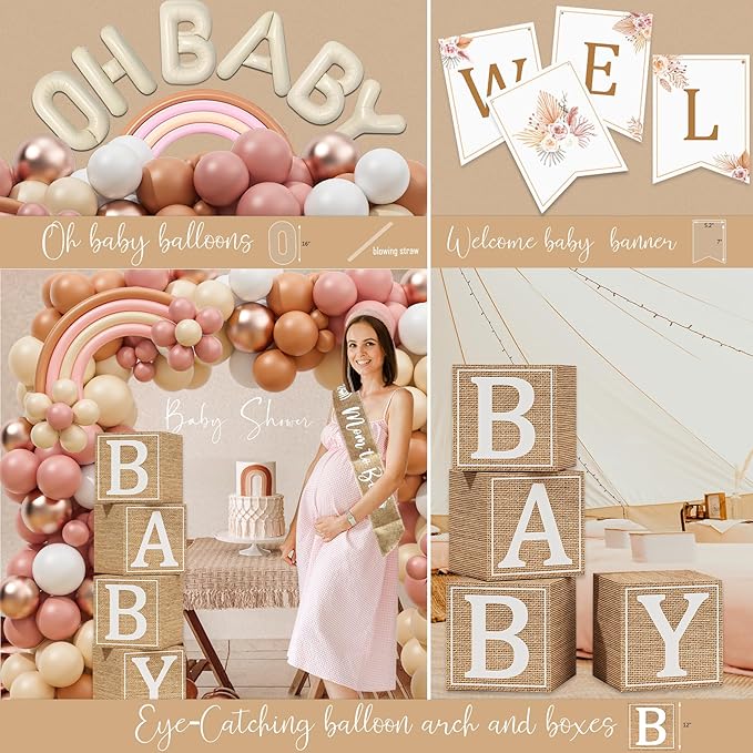 Boho Baby Shower Decorations, Boho Rainbow Baby Shower Party