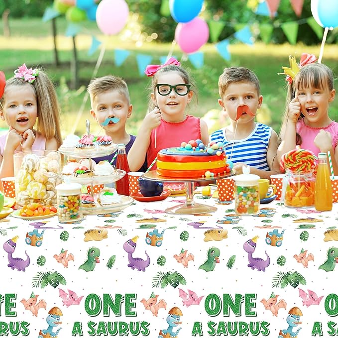Dinosaur 1st Birthday Party Tablecloths 3Pcs One A Saurus Party