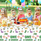 Dinosaur 1st Birthday Party Tablecloths 3Pcs One A Saurus Party