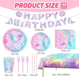 146Pcs Mermaid Plates and Napkins mermaid Party Supplies Includes