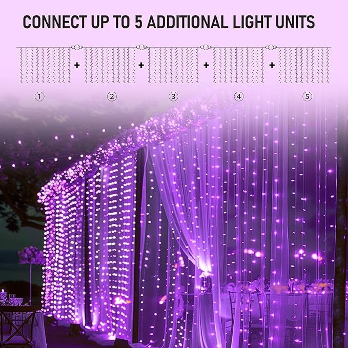 Dazzle Bright 300 LED Christmas Curtain String Lights Halloween
