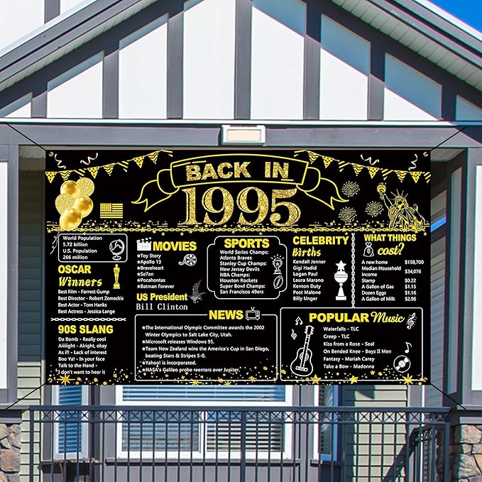 DARUNAXY 31st Birthday Black Gold Party Decoration, Back in 1995