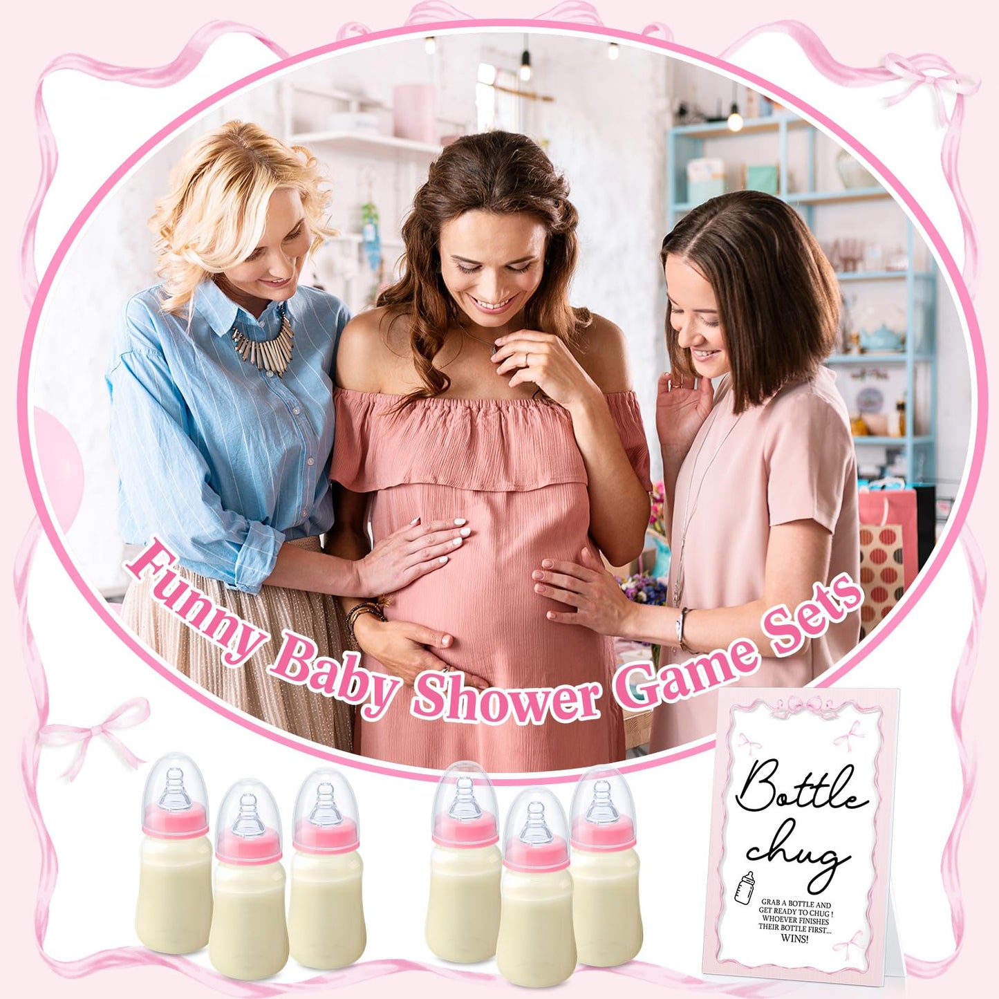 Roowest Bottle Chug Baby Shower Games Favors Including 18 Pcs Bottles