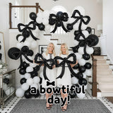 5 Pcs Black Bow Balloons Bow Party Decorations for Girl Women Black