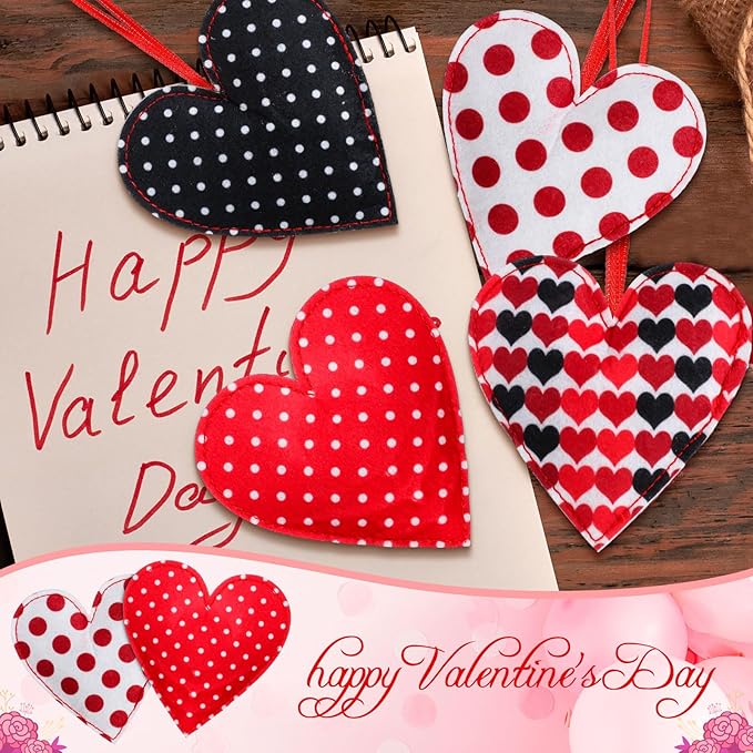 27 Pieces Valentines Day Felt Heart Ornaments Heart Hanging Decors