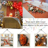 TCBESTO 2 Pack Orange Sequin Table Runner 12 x 72 Inch - High Density