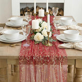 Artoid Mode Red Gold Gauze Table Runner 59x120 Inch 10FT, Glitter