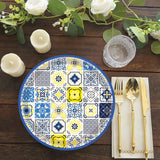 50PCS Capri Lemon Party Supplies 7"Capri Lemon Paper Plates Blue Tiles