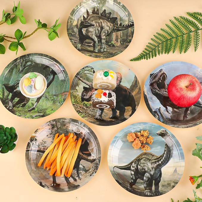 72PCS Dinosaur Birthday Plates Dinosaur Party Supplies Dino World