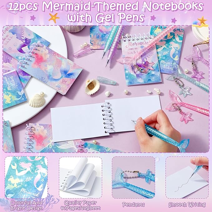 Mermaid Party Favors Birthday Supplies for Girl Gift Boxes Notebooks