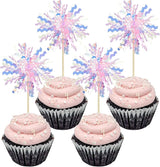Gyufise 30Pcs Foil Firework Cupcake Toppers Sparkle Tinsel Cake #9