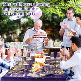 194 Pcs Purple Gold Happy Retirement Party Decorations Supplies