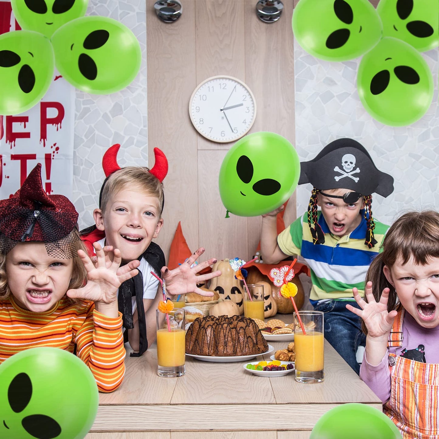 65Pcs Alien Balloons Green Alien Party Latex Balloons UFO