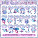 Mermaid Hanging Swirls, 36Pcs Mermaid Ceiling Streamers Sea Creature
