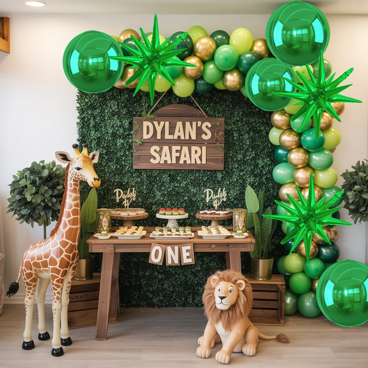 6Pcs Green Foil Balloons,22Inch Metallic Green 4D Round Ball Balloon