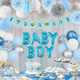 Ouddy Party Blue Baby Shower Decorations with Its a Boy Banner Baby