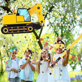 Construction Dump Excavator Piñata with Blindfold and Bat Tractor