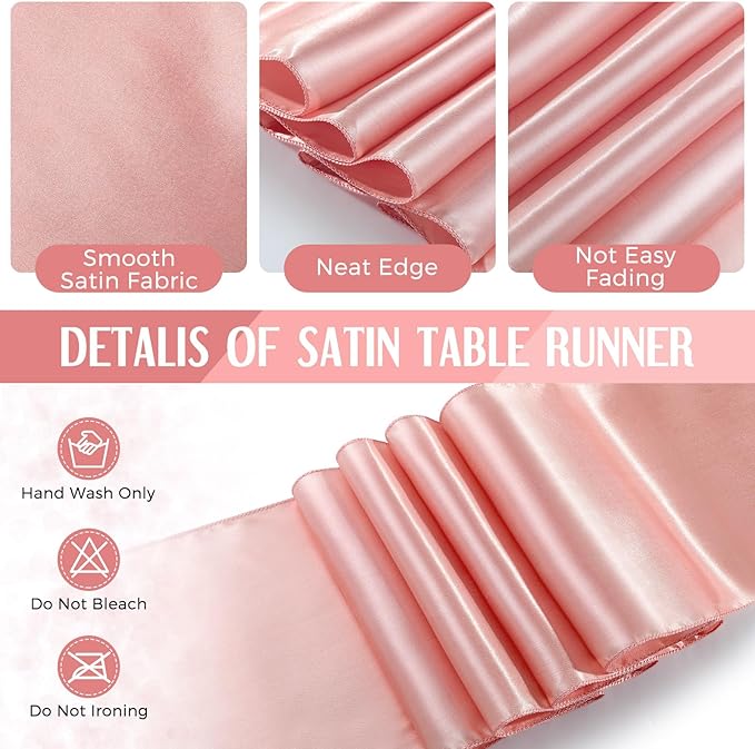 Breling 8 Pack White and Rose Gold Disposable Plastic Tablecloths and