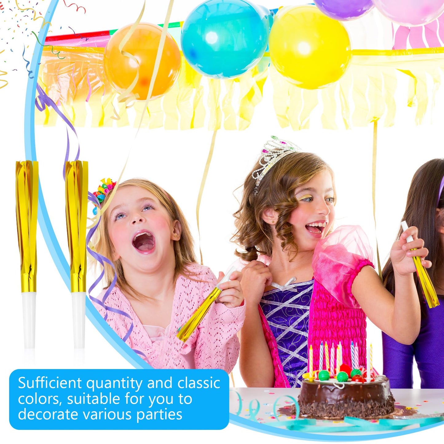 LCPQMZGH 24 Pcs Party Blowers, New Years Eve Noise Makers, Gold Noise