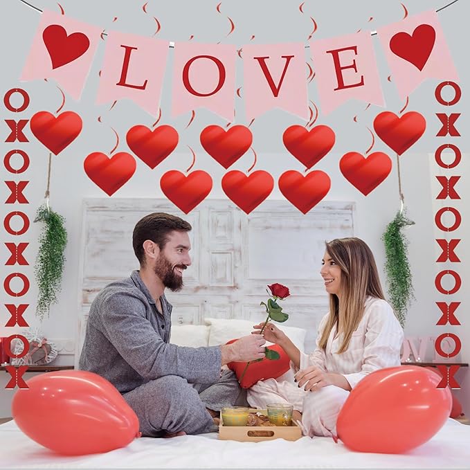 Valentine's Day Decorations Set LOVE Banner 2 XO Garlands 2 Heart