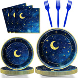 chiazllta 96 Pcs Starry Night Plates and Napkins Party Supplies Sweet